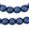 Cobalt Blue Round Natural Wood Beads (16mm)