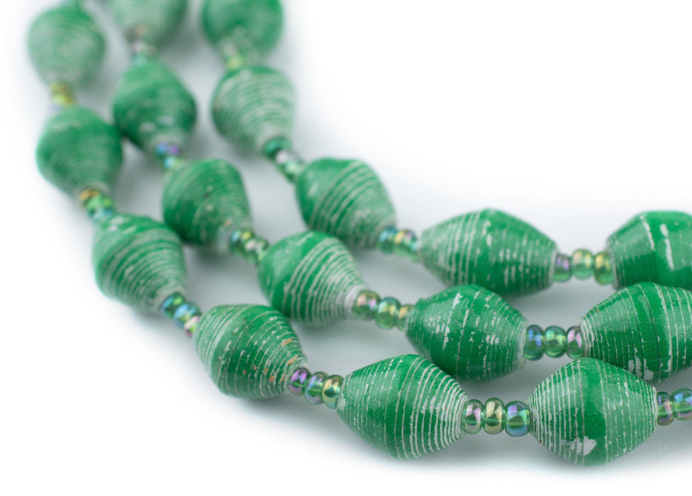 Spring Green Recycled Paper Beads from Uganda - The Bead Chest