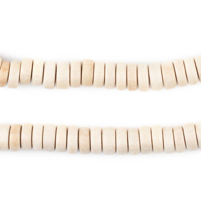 Cream Disk Natural Wood Beads (4x8mm) - The Bead Chest