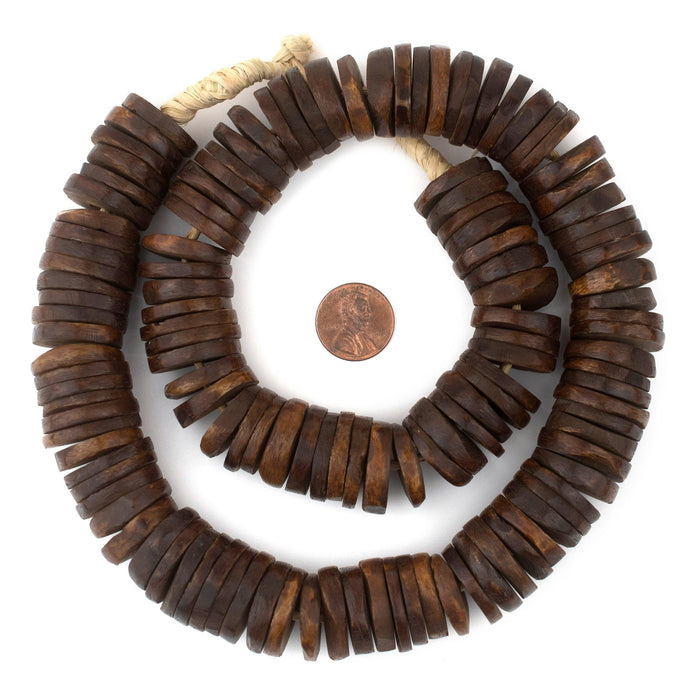 Jumbo Brown Coconut Bone Heishi Beads (22mm) - The Bead Chest