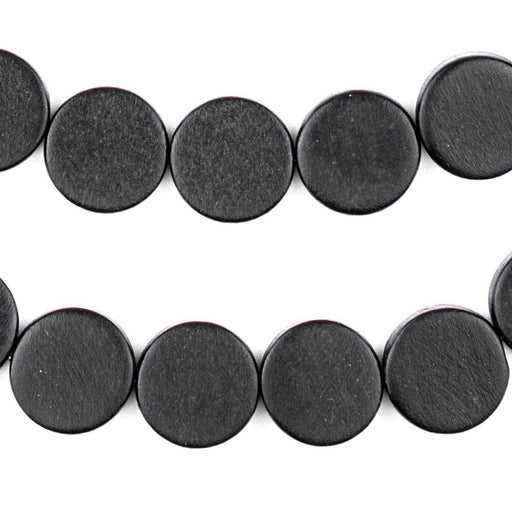 Black Circular Natural Wood Beads (15x15mm) - The Bead Chest