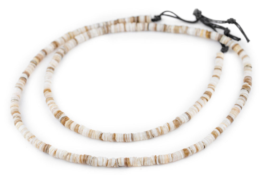 White Natural Shell Heishi Beads (4mm) - The Bead Chest