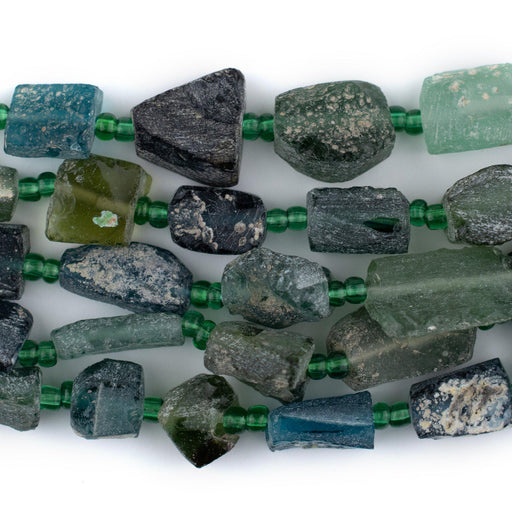 Dark Green Assorted Roman Glass Beads - The Bead Chest