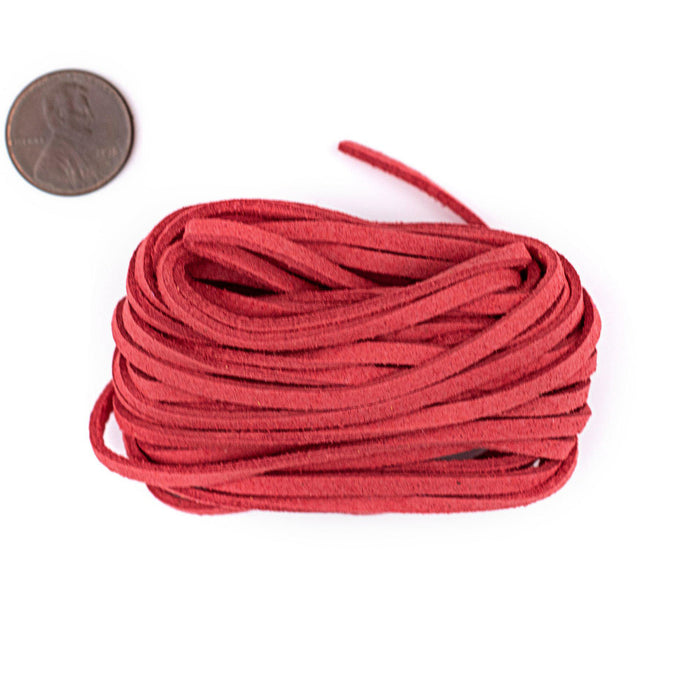 3mm Flat Red Faux Suede Cord (15ft) - The Bead Chest