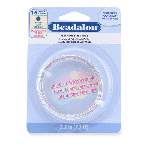 16 Gauge Round Silver Plated German Style Wire (7.2ft)