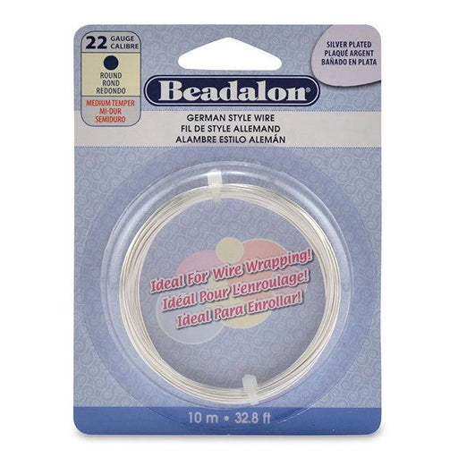 22 Gauge Round Silver Plated German Style Wire (32.8ft)