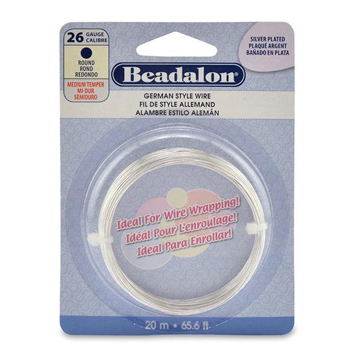 26 Gauge Round Silver Plated German Style Wire (65.6ft)