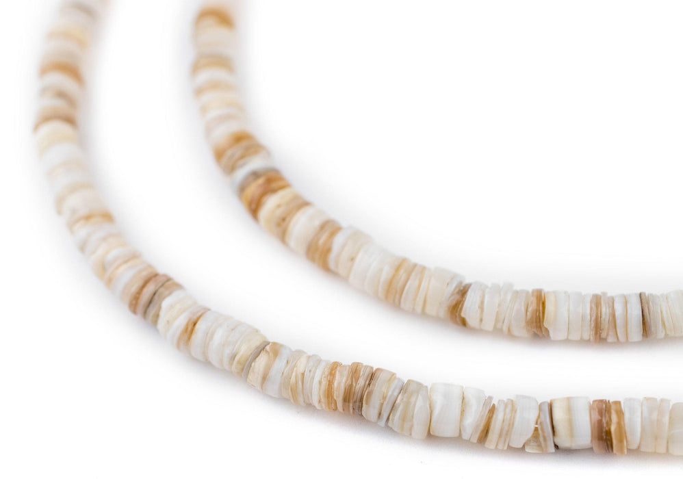 White Natural Shell Heishi Beads (4mm) - The Bead Chest