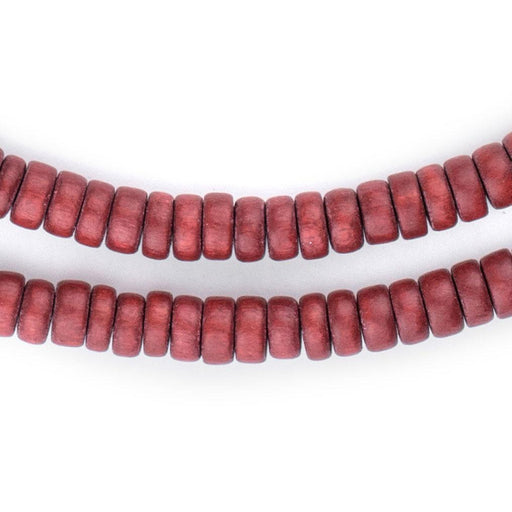 Cherry Red Disk Natural Wood Beads (4x8mm) - The Bead Chest