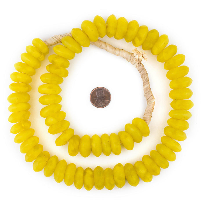 Jumbo Yellow Rondelle Recycled Glass Beads - The Bead Chest