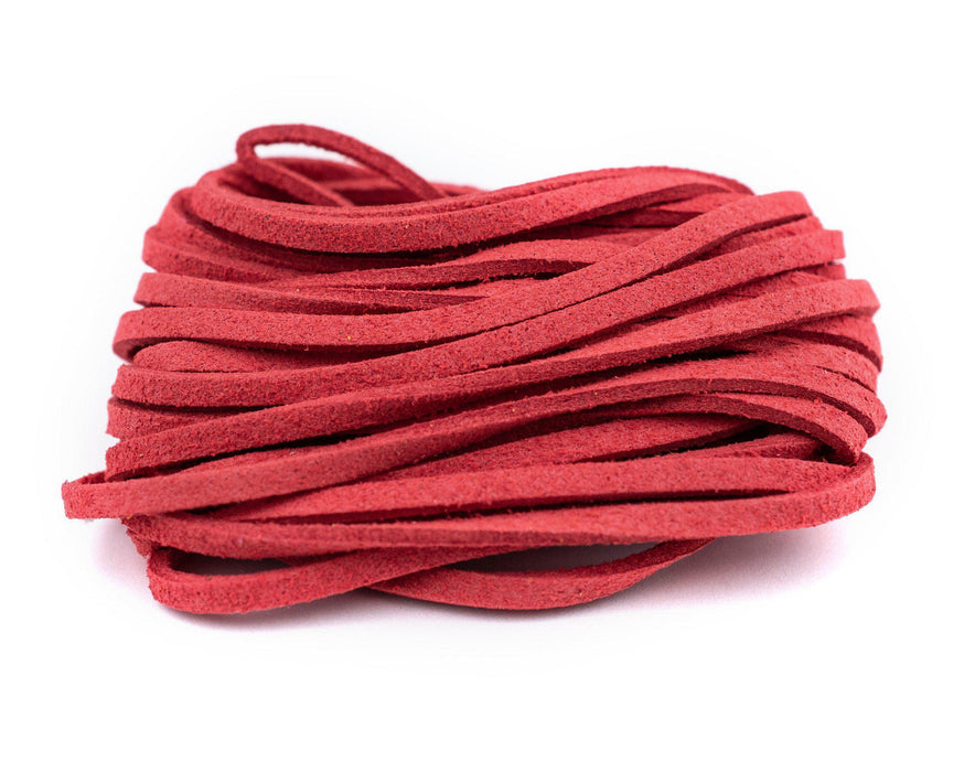 3mm Flat Red Faux Suede Cord (15ft) - The Bead Chest