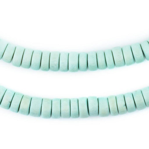 Mint Green Disk Natural Wood Beads (4x8mm)