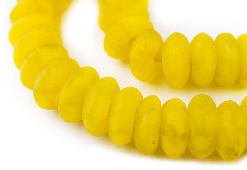Jumbo Yellow Rondelle Recycled Glass Beads - The Bead Chest
