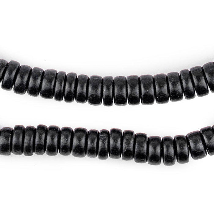 Black Disk Natural Wood Beads (4x8mm) - The Bead Chest