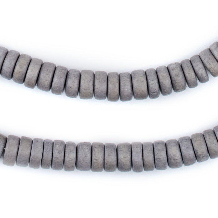 Grey Disk Natural Wood Beads (4x8mm) - The Bead Chest