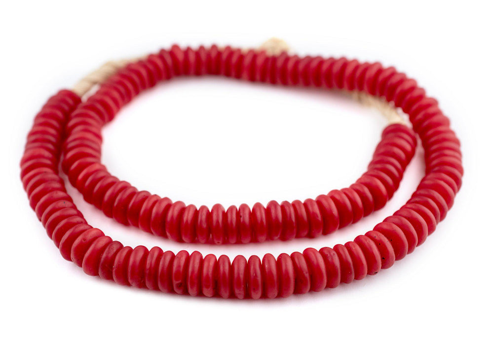 Bright Red Rondelle Recycled Glass Beads — The Bead Chest