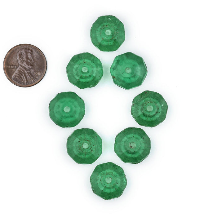 Vintage Green Czech Vaseline Trade Beads (Set of 8) - The Bead Chest