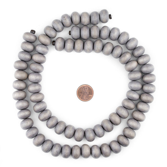 Grey Abacus Natural Wood Beads (10x15mm) - The Bead Chest