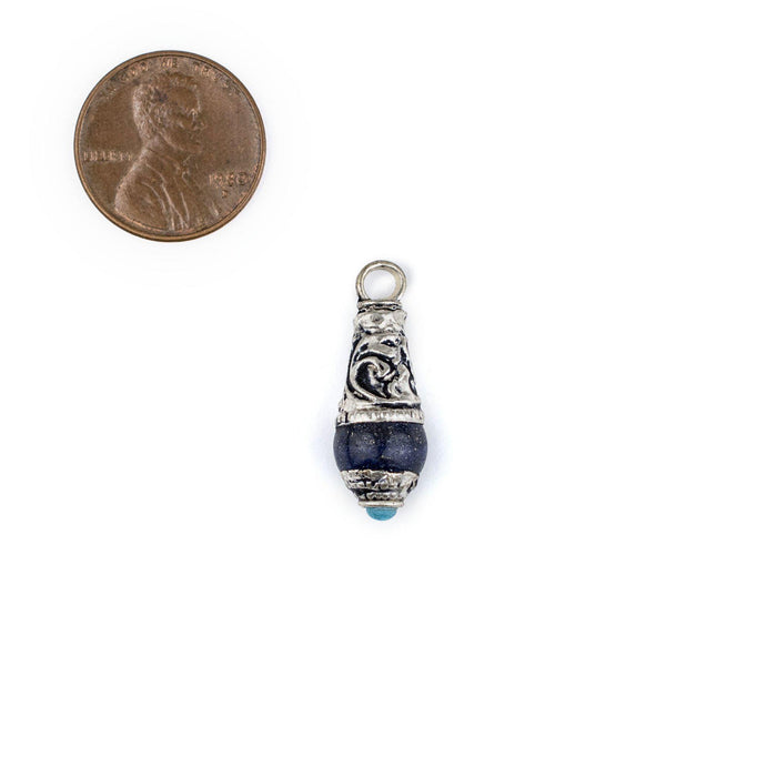 Lapis Silver Capped Locket Pendant (28x10mm) - The Bead Chest