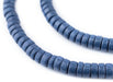 Cobalt Blue Disk Natural Wood Beads (4x8mm) - The Bead Chest