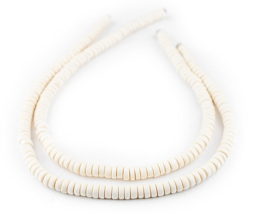 White Disk Natural Wood Beads (4x8mm) - The Bead Chest