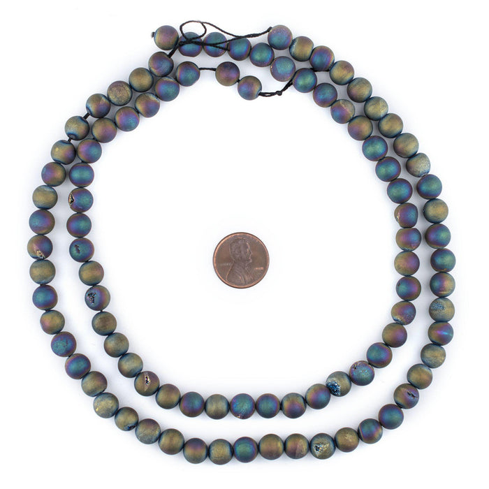 Rainbow Round Druzy Agate Beads (8mm) - The Bead Chest