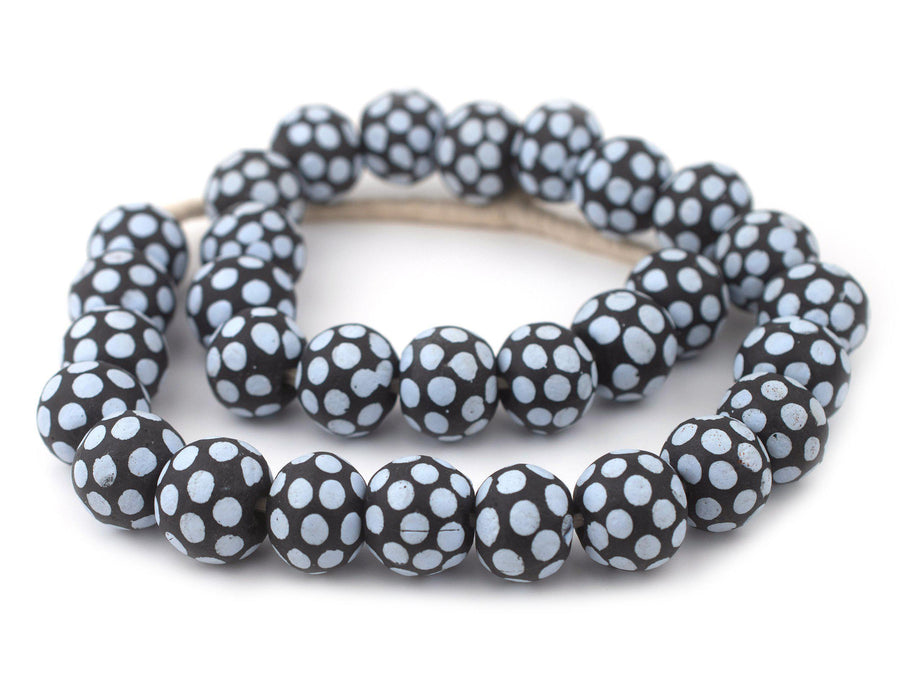 Jumbo Painted Krobo Glass Beads (Skunk Design) - The Bead Chest