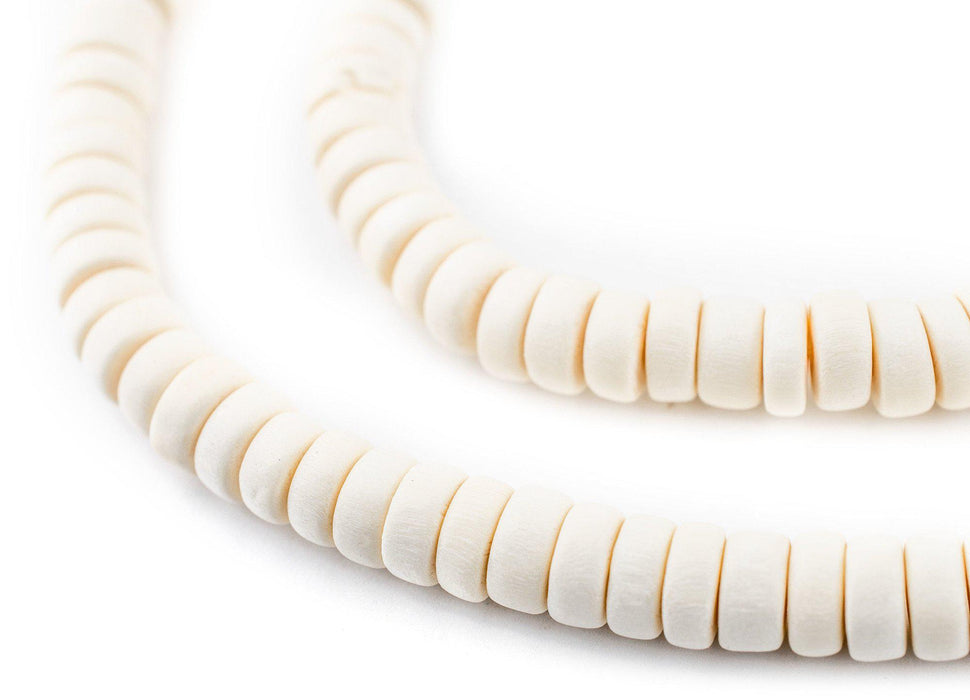 White Disk Natural Wood Beads (4x8mm) - The Bead Chest