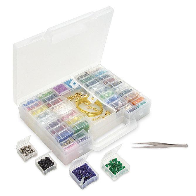 Bead Storage Box with Scoop & Tweezers (55 Compartments, 140 cubic inc —  The Bead Chest
