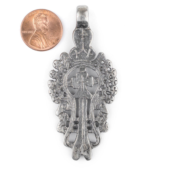 Lalibela Silver Coptic Cross Pendant (30x70mm) - The Bead Chest