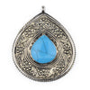 Premium Turquoise-Inlaid Afghan Tribal Pendant (56x69mm)