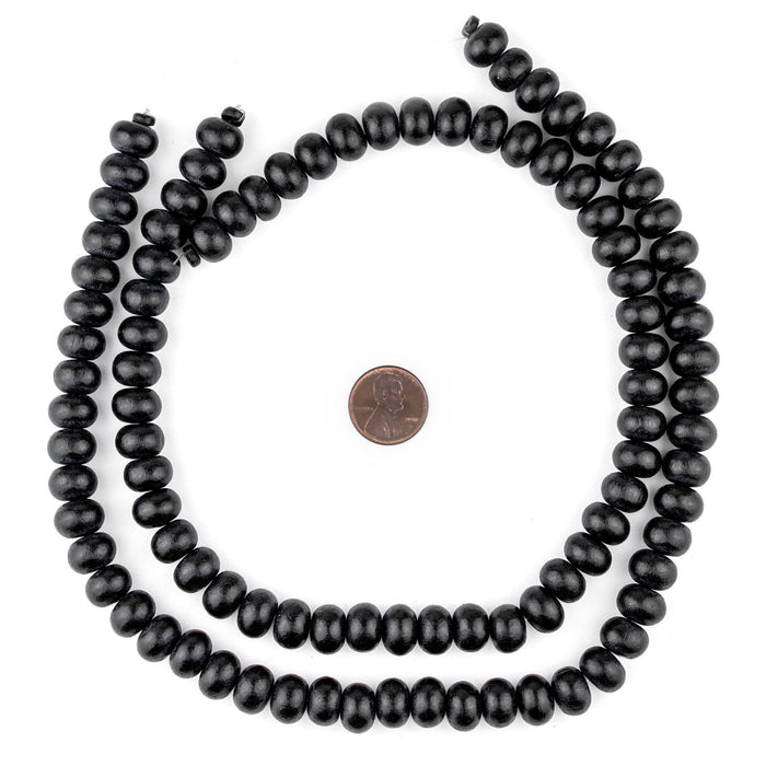 Black Abacus Natural Wood Beads (8x12mm) - The Bead Chest