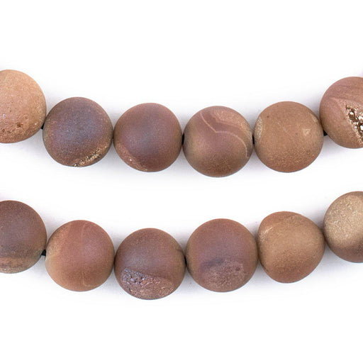 Peach Round Druzy Agate Beads (12mm) - The Bead Chest