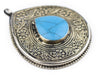 Premium Turquoise-Inlaid Afghan Tribal Pendant (56x69mm) - The Bead Chest