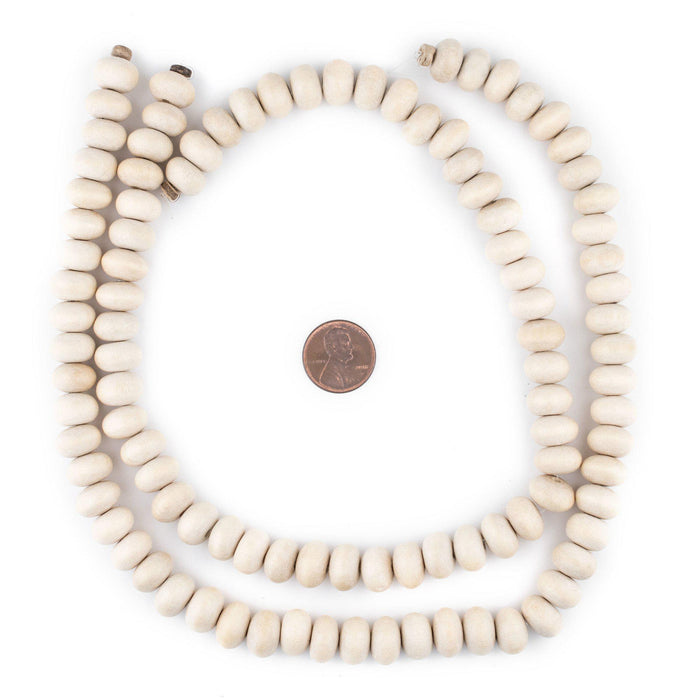 Cream Abacus Natural Wood Beads (8x12mm) - The Bead Chest