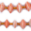 Red and White Stripe Recycled Paper Beads from Uganda (Large)