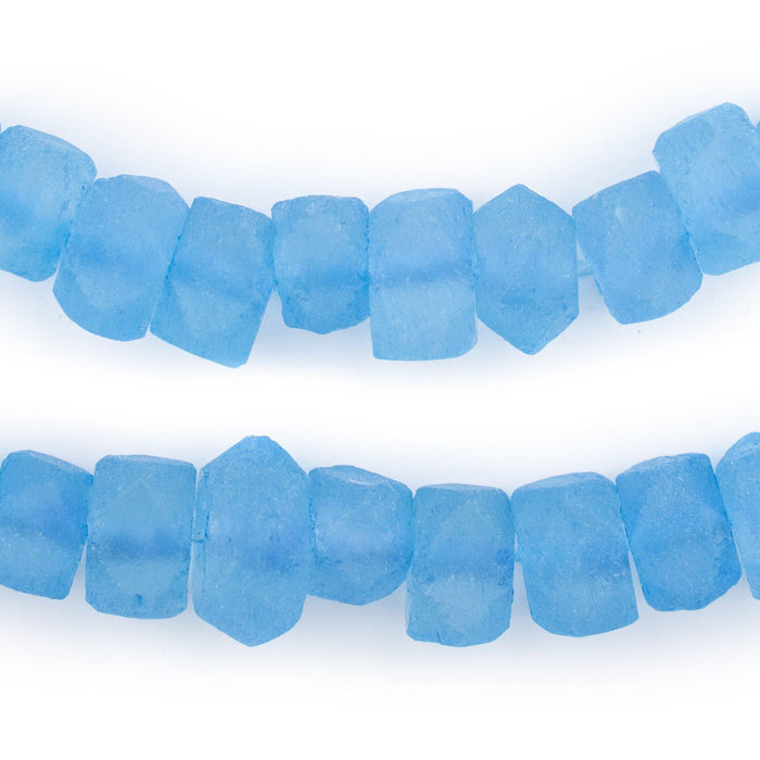 Sea Blue Faceted Recycled Java Sea Glass Beads - The Bead Chest