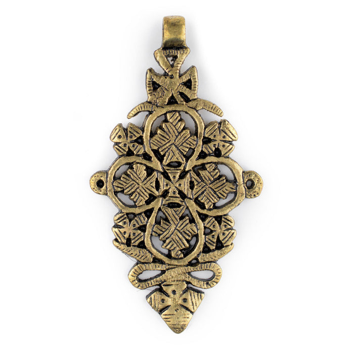 Adama Brass Coptic Cross Pendant (45x85mm) - The Bead Chest