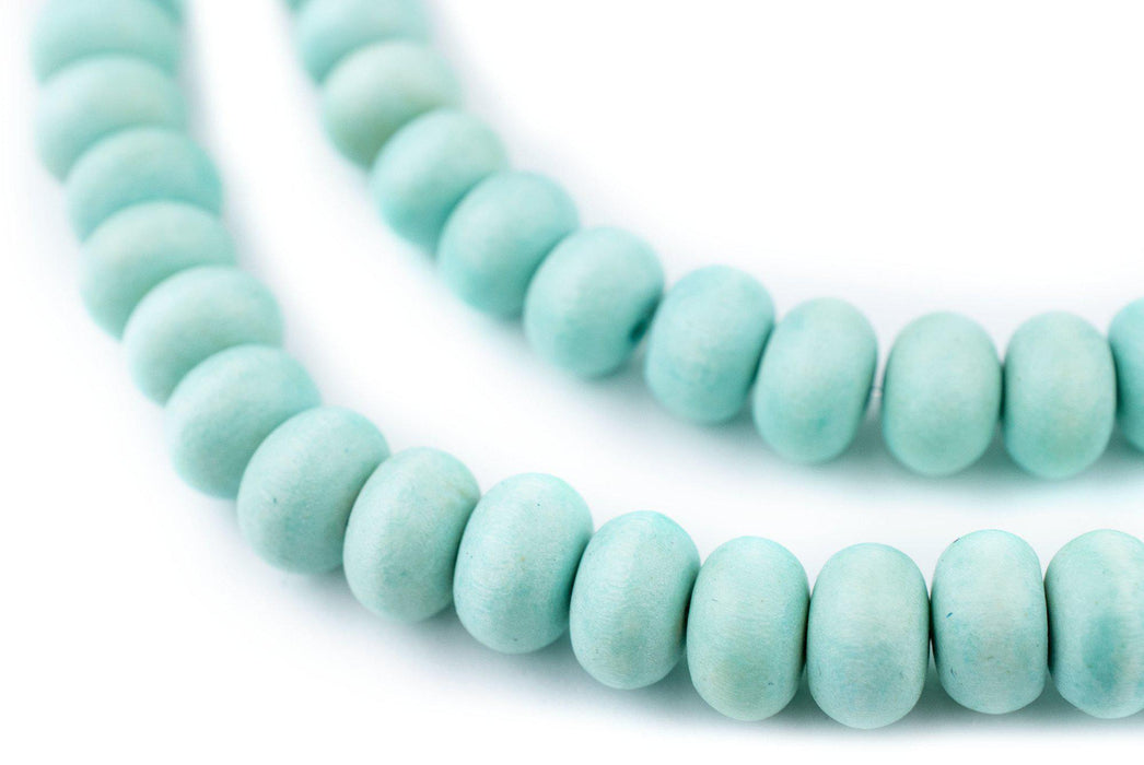 Mint Green Abacus Natural Wood Beads (8x12mm) - The Bead Chest