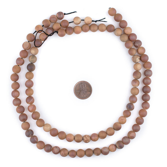 Peach Round Druzy Agate Beads (8mm) - The Bead Chest