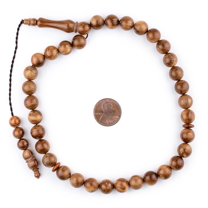 Brown Round Wooden Arabian Prayer Beads (10mm) - The Bead Chest