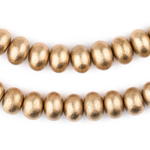 Gold Abacus Natural Wood Beads (8x12mm)