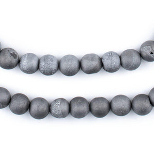Silver Round Druzy Agate Beads (8mm)