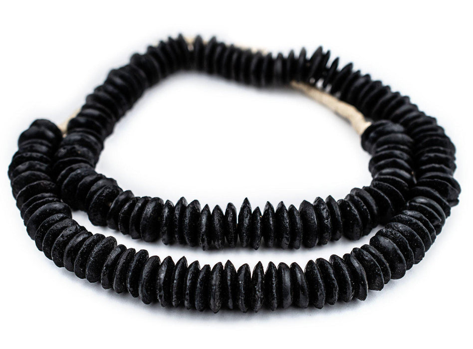 Black Ashanti Glass Saucer Beads (18mm) - The Bead Chest