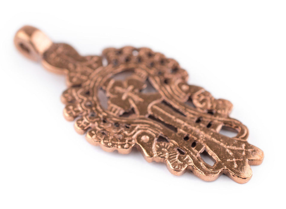 Lalibela Copper Coptic Cross Pendant (30x70mm) - The Bead Chest