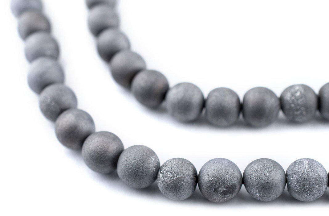 Silver Round Druzy Agate Beads (8mm) - The Bead Chest