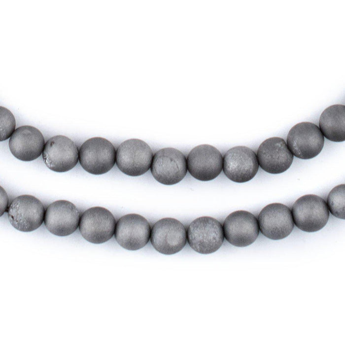 Silver Round Druzy Agate Beads (6mm) - The Bead Chest