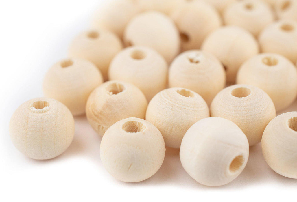 Unfinished Natural Wood Beads (14mm, Set of 45) - The Bead Chest
