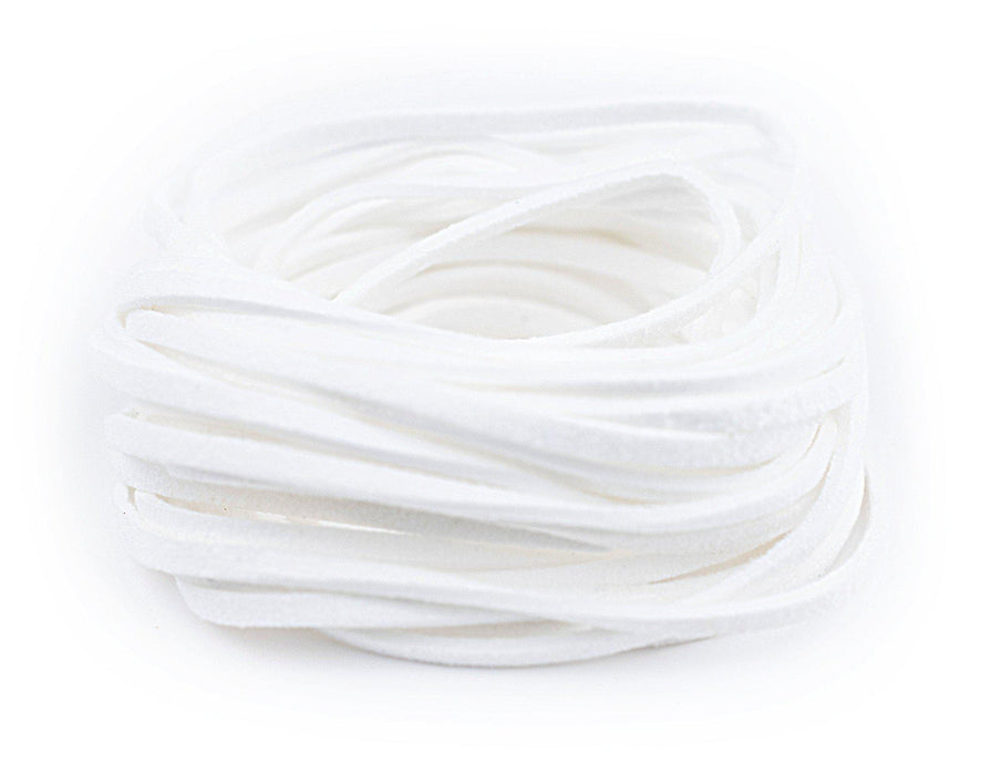 3mm Flat White Faux Suede Cord (15ft) - The Bead Chest