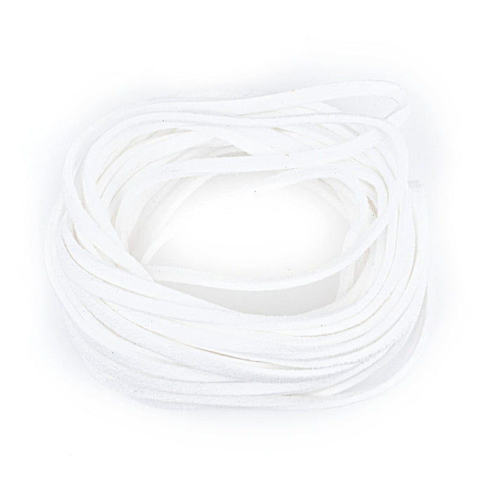 3mm Flat White Faux Suede Cord (15ft) - The Bead Chest